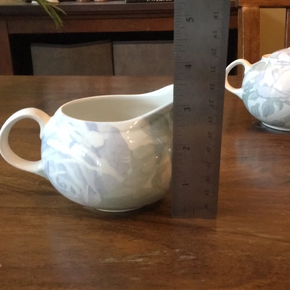 2 Crate & Barrel Creamer & Sugar Bowl Camden Gardens by Kathleen Wills England